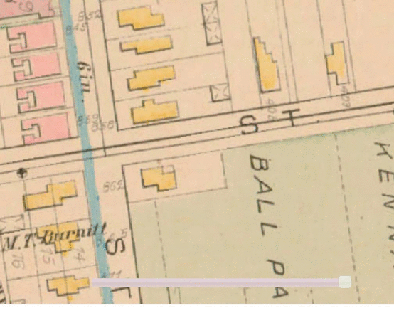 Gif switching between 1912 hopkins map and present-day OSM map